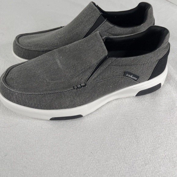 OrthoComfoot Mens 10 Orthopedic Loafers Slip On Arch Support Walk Shoes ￼Gray ￼ - Picture 3 of 15